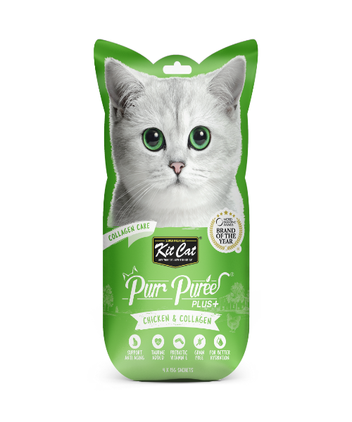 Kit Cat Purr Puree Plus Collagen Care Cat Treats 4 x 15g