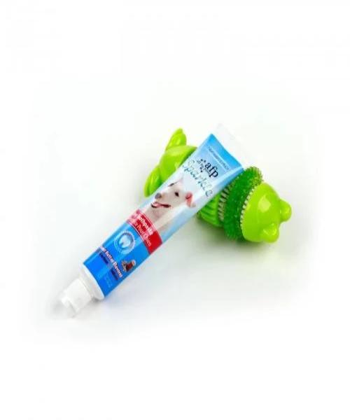 All For Paws Sparkles Self Brushing Frog with Peanut Butter Toothpaste - Pet Mall