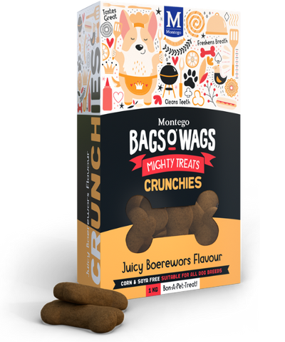 Bags O’ Wags Crunchies Juicy Boerewors  Flavour 1 kg