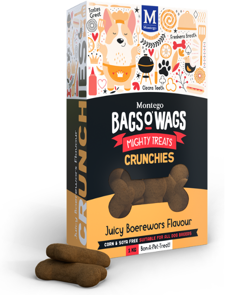 Bags O’ Wags Crunchies Juicy Boerewors  Flavour 1 kg