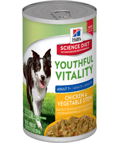 Hill's® Science Diet® Adult 7+ Youthful Vitality Chicken & Vegetable Canned Adult Dog Food 345g x 12 - Pet Mall