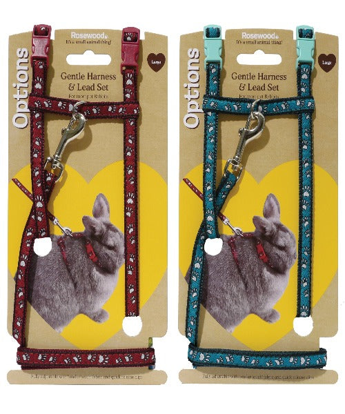 Rosewood Paw Print Harness And Lead for Small Pets