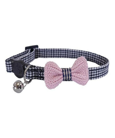 Rosewood Designer Pink Bow Dogtooth Cat Collar